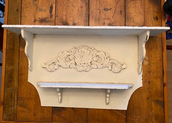 Vintage Style White 2 Tier Wall Shelf