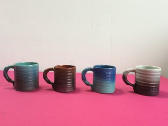 Pottery Mugs Lot Of 4