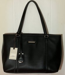 Dana Buchman, B, Black Leather, Brand New Tags, Bella Tote Handbag
