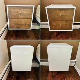 Pair Of Engineered Wood Two Drawer Side Tables - No Contents