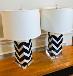 Pair Of SAFAVIEH Chevron Stripe Table Lamps