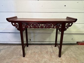 Intricate Wood Carved Entry Table