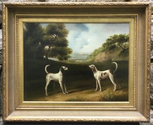 Signed Shipley Oil On Canvas, 2 Dogs Painting & Landscape