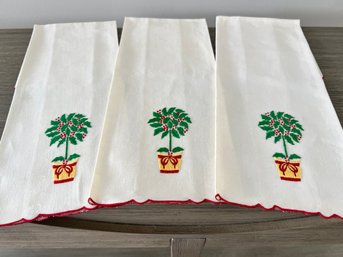 Linen 'Holiday Topiary' Hand Towels (set Of 3)