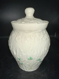 Beautiful Belleek Daisy Biscuit Jar