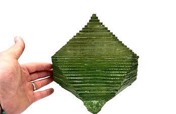 Unique Facated Green Art Glass Sculpture