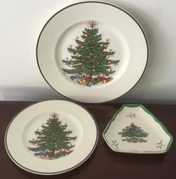 Spode & Cuthbertson Trio Of Xmas Dishes, Plates.