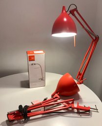 Pair Of Carpenter Retro Style Bright Orange Clamp Lights