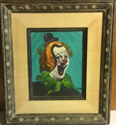 Oil On Canvas, Clown, Signed S. Toral