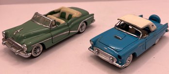 Blue Thunderbird And Green Mercury Franklin Mint 1/43 Cars
