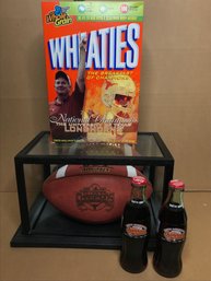 TEXAS LONGHORNS Wheaties Box And Game Ball, And Coke Bottles