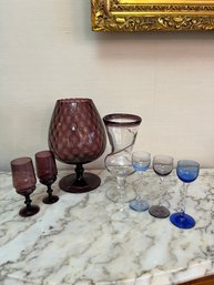 5 Vintage Shot Glasses & 2 Vases