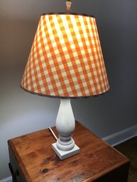 Balustrade Style Lamp With Gingham Shade