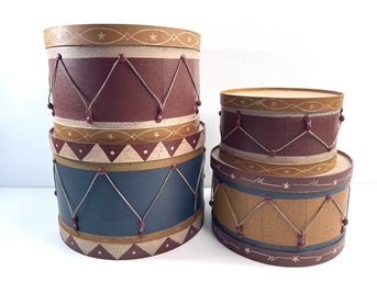 Decorative Wood Painted Drum Boxes