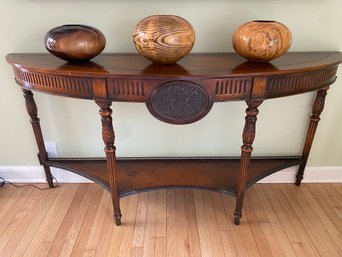 Handsome English Carved Console Table With Center Bronze Heraldic Medallion