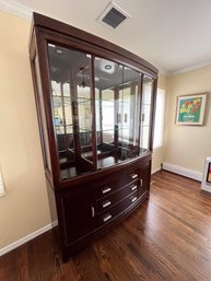 PULASKI, Lighted China Cabinet, With Glass Display Top, Storage Below, And Side Storage Below