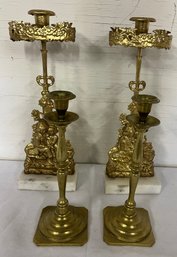 Two Pairs Of Antique Candlesticks