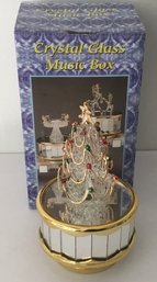 Crystal Glass Christmas Tree Music Box, #6249 Plays Music Xmas.