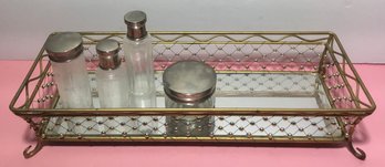 Beaded Vanity Tray & Glass Perfume Bottles