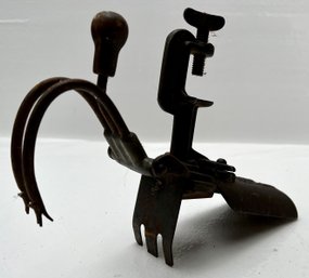 ANTIQUE GOODELL CO. CHERRY PITTER: Antrim, New Hampshire, Cast Iron Kitchen Gadget, Wooden Knob