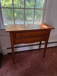 Modern Vintage Side Table With 2 Drawer And Wooden Pulls