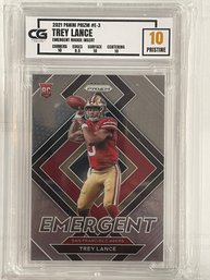 2021 Panini Prizm Trey Lance Emergent Rookie Card #e-3    CG Graded Gem Mint 10