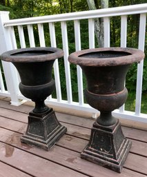 Pair Of TALL Fiberglass Planter Urns