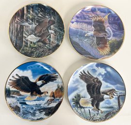 Set Of 4 Franklin Mint Porcelain Eagle Plates