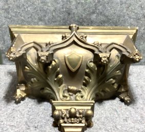 Monumental Gothic Revival Cast Wall Bracket With Antique Gilt Colored Finish