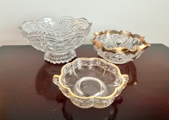 Collection Of Crystal/Glass Bowls (3 Pieces)