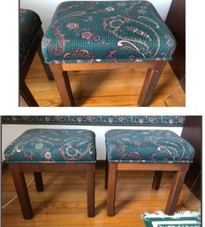 Set Of 3 Traditional Green Paisley Ottomans/ Stools