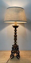 Iron And Wood Table Lamp