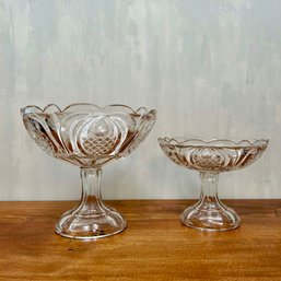 A Pair Of Antique Glass Fruit Bowls -great For Stacking