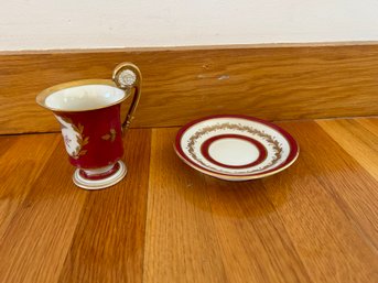 Made In France Red Porcelain Tea Cup Set