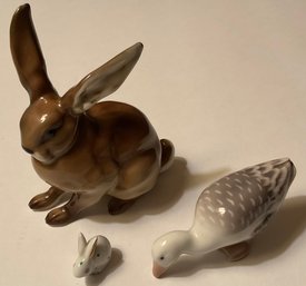 Trio Of Herend, B & G Porcelain Animals.