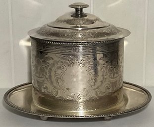 Antique Capital Silver Plated Etched Tea Caddy