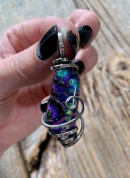 Handcrafted Sterling Silver And Art Glass Pendant