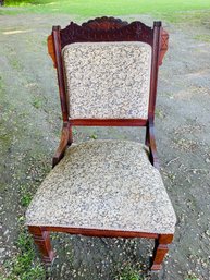 Antique Beautiful Eastlake Chair With Caster Wheels