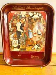 Antique LASSER BEVERAGES Tin Tray- Normal Rockwell