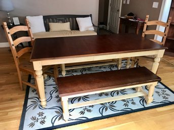 Dining Table With Dual Bench Seats And Side Chairs