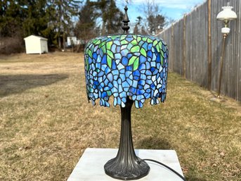 A Handcrafted  Tiffany Style Spring Wisteria Lamp
