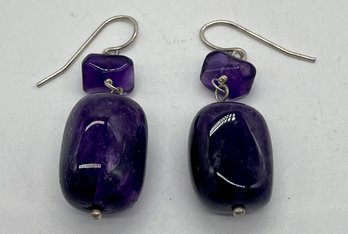 Pair Of Sterling Silver Amethyst Earrings