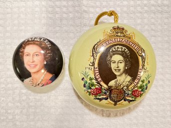 Queen Elizabeth, Covered Pill/trinket Box, String Pull Wall Pocket