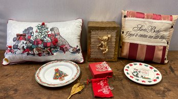 A Group Of Christmas Decorative Items.