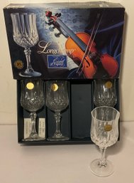 Longchamp Crystal 4 Wine, Water Glasses, Brand New, Stickers