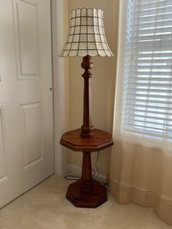 Interesting Pine Floor Lamp With Mica Style Shade