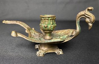 Victorian Style Brass Peacock Candlestick Holder