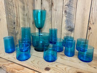 Beautiful Tivoli Blue  Glassware Lot