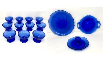 Collection Of Cobalt Blue Depression Glass