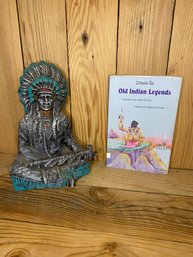 Native American Indian Statue And Book